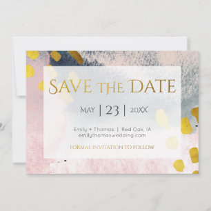 Save The Date Elégant Faux Gold et Blush Custom No Photo