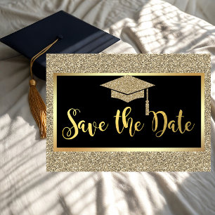 Save The Date Élégant Faux Gold Parties scintillant Graduation E
