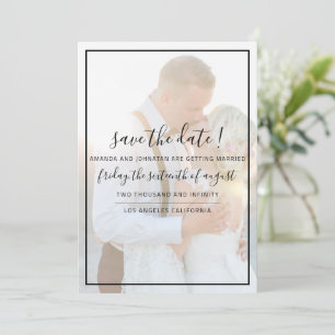Save The Date Elegant Faux Vellum Overlay Photo Wedding Save The