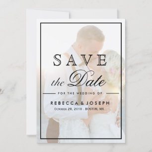 Save The Date Elegant Faux Vellum Overlay Photo Wedding Save The