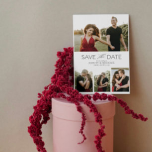 Save The Date Elégant Fiançailles moderne 4 Photo QR Code