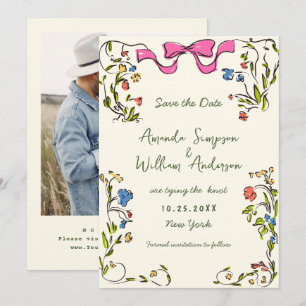 Save The Date Elégant Fleur sauvage d'aquarelle Meadow
