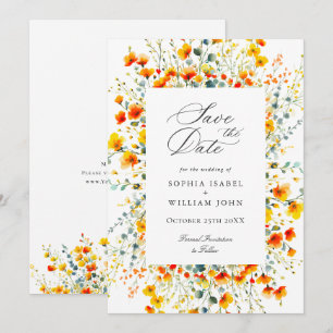Save The Date Elégant Fleur sauvage d'aquarelle Meadow