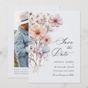 Save The Date Elégant Fleur sauvage d'aquarelle Meadow