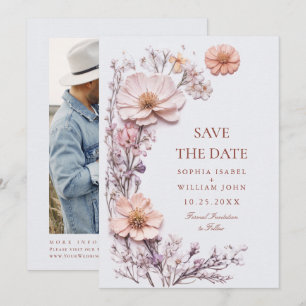 Save The Date Elégant Fleur sauvage d'aquarelle Meadow