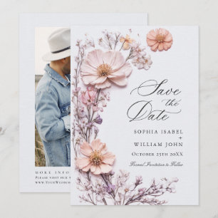 Save The Date Elégant Fleur sauvage d'aquarelle Meadow