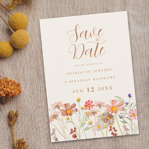 Save The Date Élégant Fleur sauvage Mariage Pré Enregistrer La D