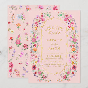 Save The Date Elégant Fleur sauvage Meadow Printemps Jardin Mari