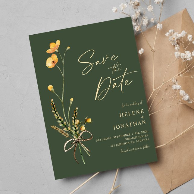 Save The Date Élégant Fleur sauvage moderne Rustique Mariage (Elegant Wildflower Modern Rustic Wedding Save The Date)