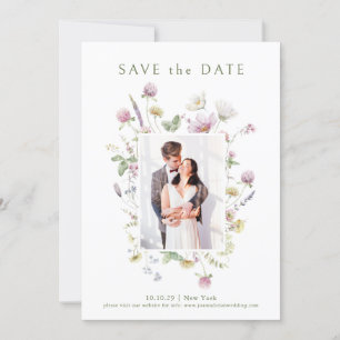 Save The Date Élégant Fleur sauvage Pastel Soft Mariage botaniqu