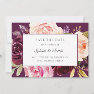 Save The Date Élégant floral automnal violet