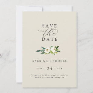 Save The Date Élégant floral blanc   Champagne Sauvez la date