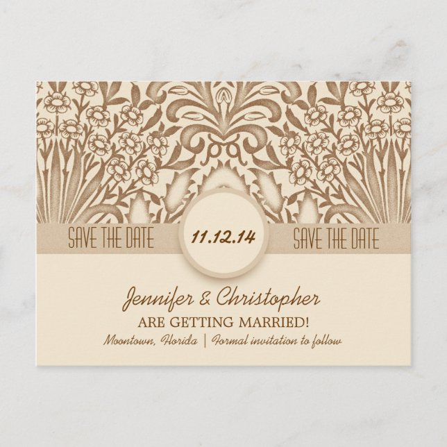 save the date elegant floral postcards (Front)