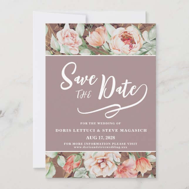 Save The Date Élégant floral romantique (Devant)