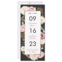 Élégant floral rose et noir Enregistrer la date