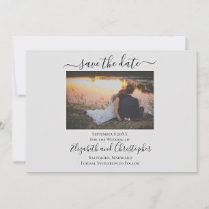 Save The Date Elegant Formal Photo Light Grey