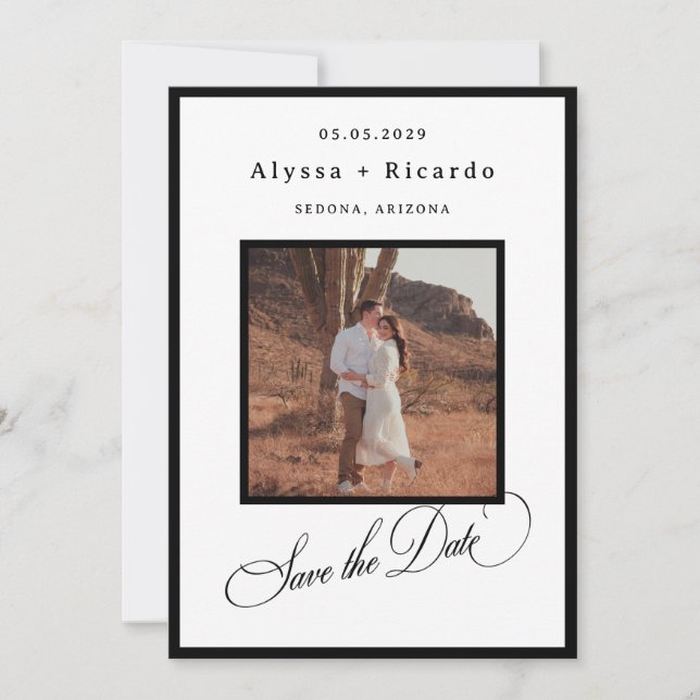 Save The Date Elegant Frame & Classic Calligraphy Script Wedding (Devant)