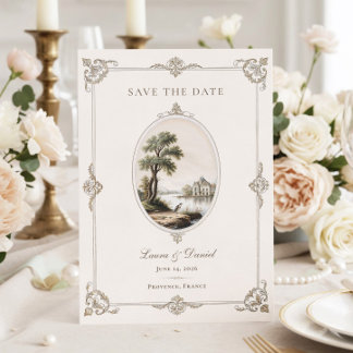 Save The Date Elegant French Vintage Chateau Wedding