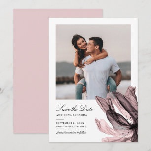 Save The Date Élégant fumé Floral Dusty Rose Mariage photo