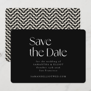 Save The Date Élégant géométrique noir et blanc moderne du milie