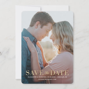 Save The Date Elegant Gold Custom Photo Overlay Mariage