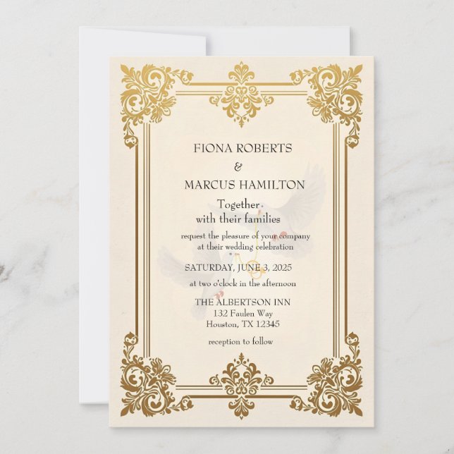 Save The Date Elégant Gold Luxury Mariage formel (Devant)