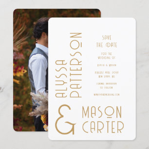 Save The Date Elegant Gold Modern Photo Wedding Enregistrer La D