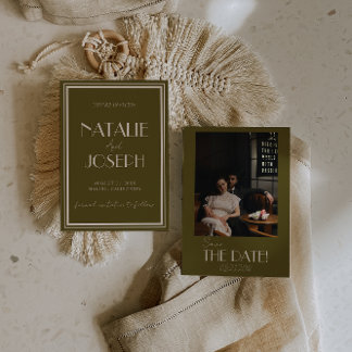 Save The Date Elegant Grassland Ivory Old Money Photo Wedding