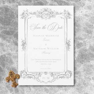 Save The Date Élégant gris clair mariage de chérubin à la chinoi