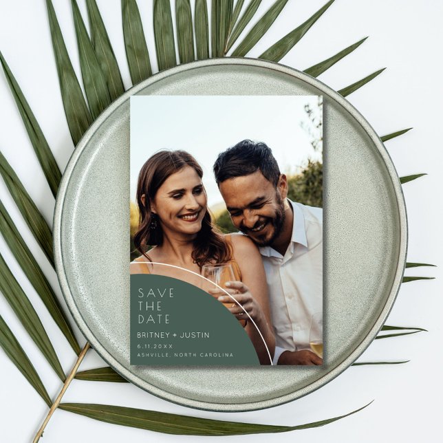 Save The Date Elégant Hunter Green Photo Wedding Enregistrer La  (Elegant Hunter Green Photo Wedding Save The Date)