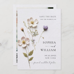 Save The Date Élégant imprimé Pastel Boho Mariage de fleurs