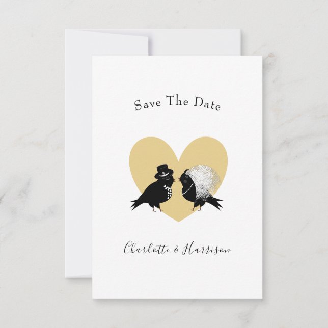 Save The Date Élégant Inséparable mignon style Calendrier de cou (Dos)