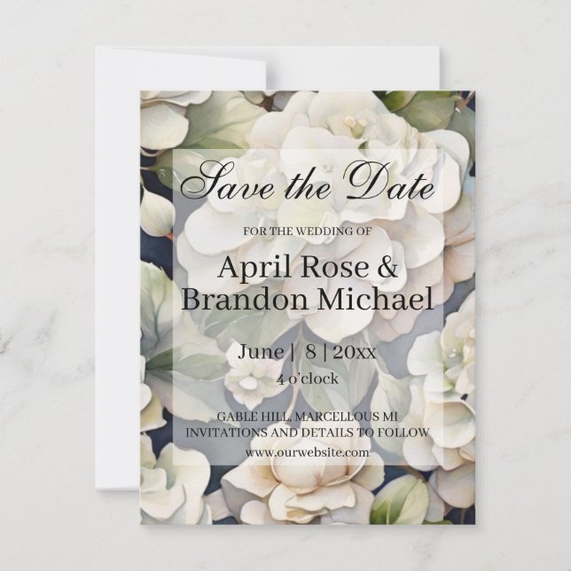 Save The Date Elégant ivoire rose marine couleur aquarelle fleur (Devant)