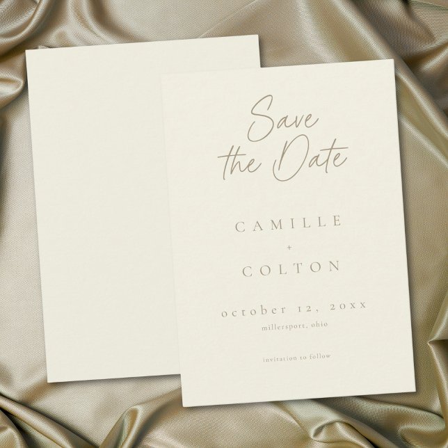 Save The Date Elegant Ivory Cream Minimalist Wedding (Elegant Ivory Cream Minimalist Wedding Save The Date)
