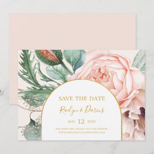 Save The Date Elégant Jardin Floral Blush   Pastel Horizontal