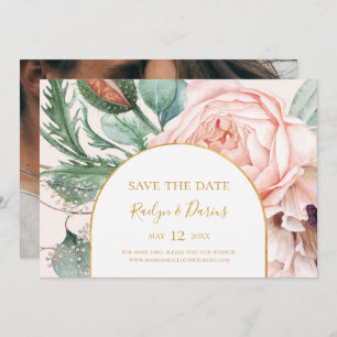 Save The Date Élégant jardin floral Pastel Photo horizontale Enr