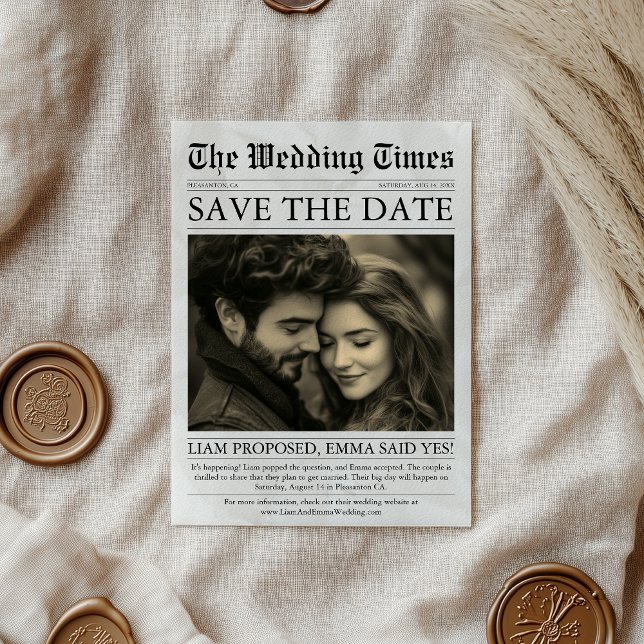 Save The Date Élégant journal amusant unique Mariage photo (Créateur téléchargé)