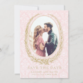 Save The Date Elegant Laurel Wreath | Photo rose Damas