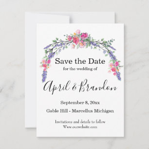Save The Date Elégant Lavande Eucalyptus rose roses aquarelle
