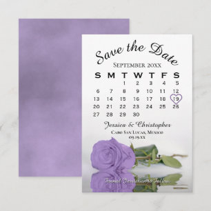 Save The Date Élégant Lavande Purple Rose Calendrier Mariage