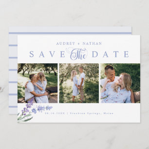 Save The Date Élégant Lavender Flower 3 Photo QR Code