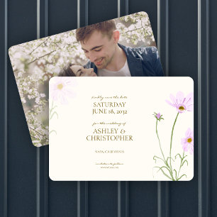 Save The Date Élégant Lavender Spring Fleur sauvage photo Mariag