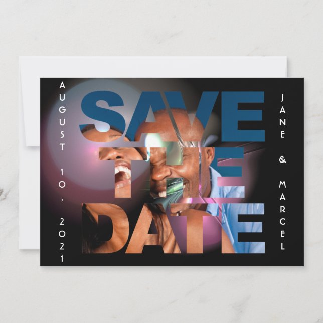Save The Date Élégant Lens Flare Mariage Photo Enregistrer La Da (Devant)