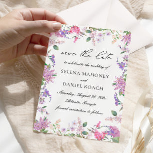 Save The Date Elégant Lilac Aquarelle Mariage