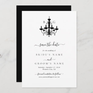 Save The Date Élégant lustre noir blanc Mariage