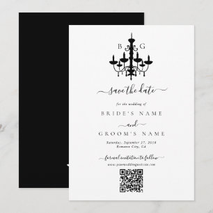 Save The Date Élégant lustre noir blanc Mariage