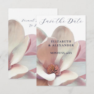Save The Date Élégant Magnolia Mariage rose et blanc