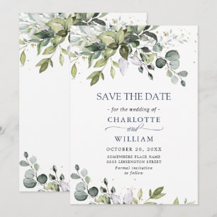Save The Date Élégant mariage à l'aquarelle d'eucalyptus verdoya