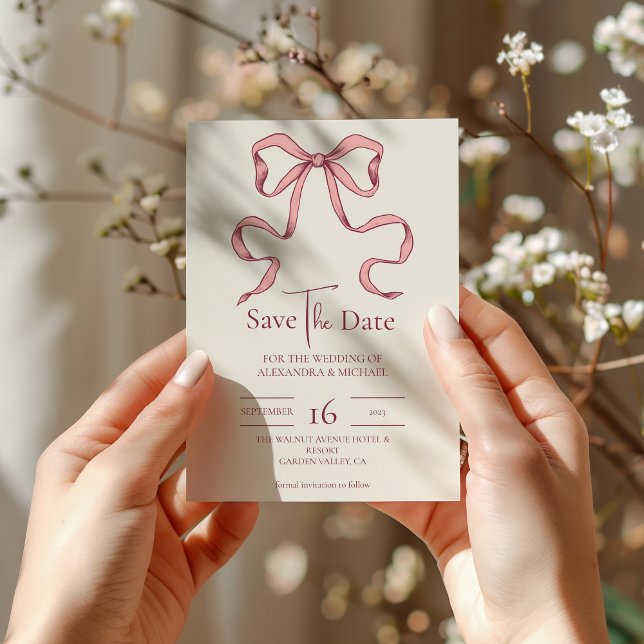 Save The Date Élégant Mariage à main rose tiré (Créateur téléchargé)