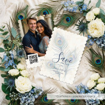 Élégant mariage aquarelle plumes de paon TLW26